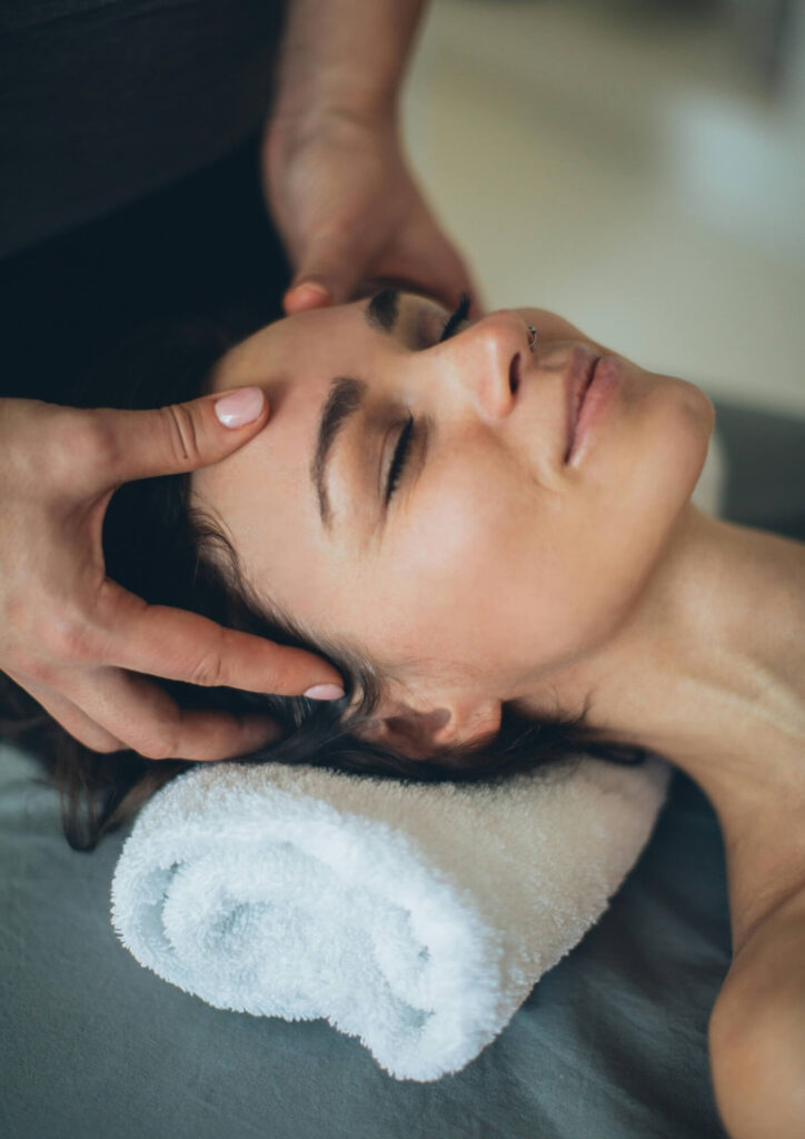 woman receiving Indian Head massage